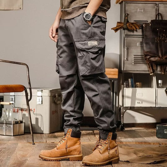 Men's workwear multi-pocket trousers, trendy loose casual functional cuffed trousers - MYSTERYBOXS