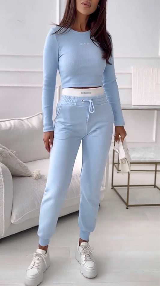 Women's Round Neck Casual Sports Suit - MYSTERYBOXS