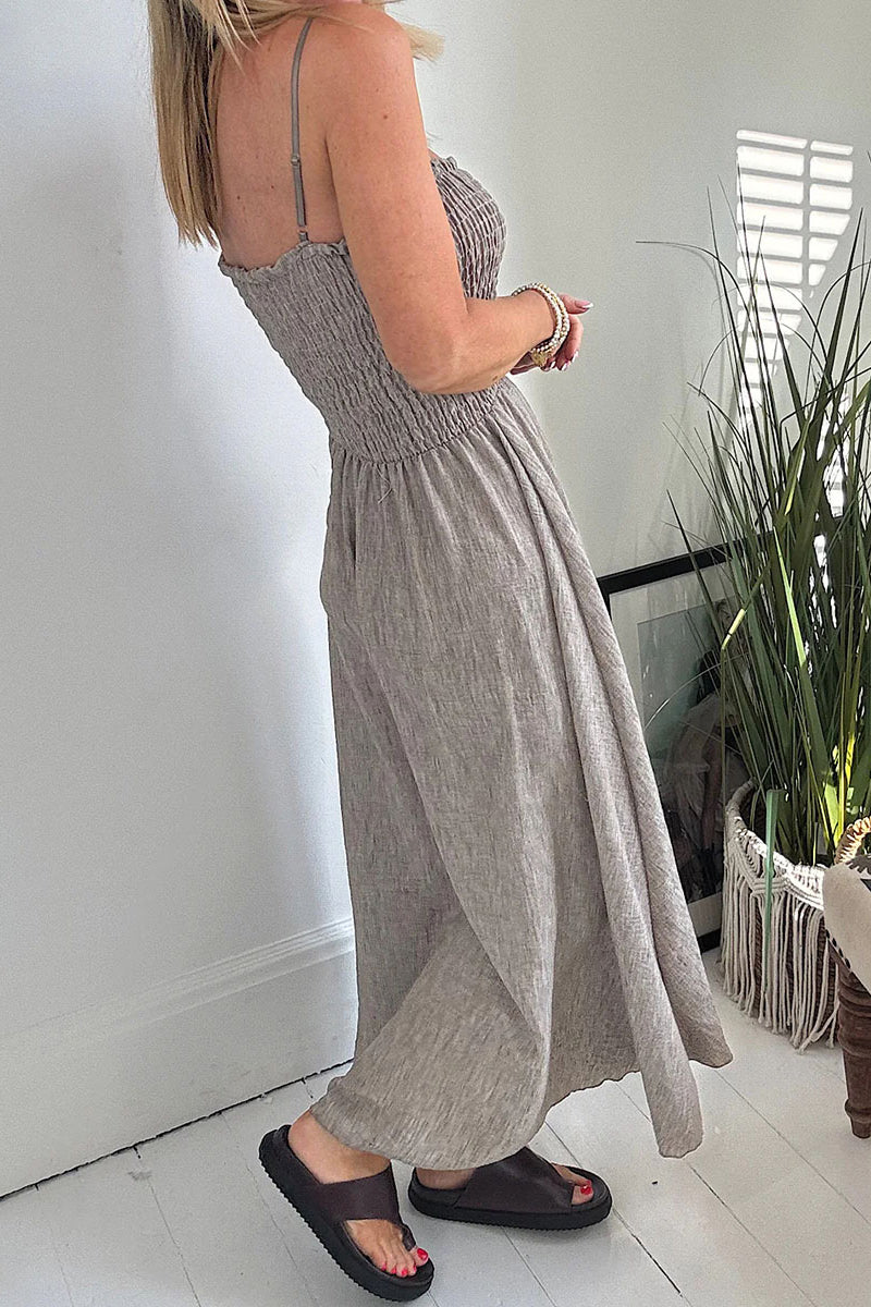 Women's Cotton and Linen Suspender Cardigan Casual Suit - MYSTERYBOXS