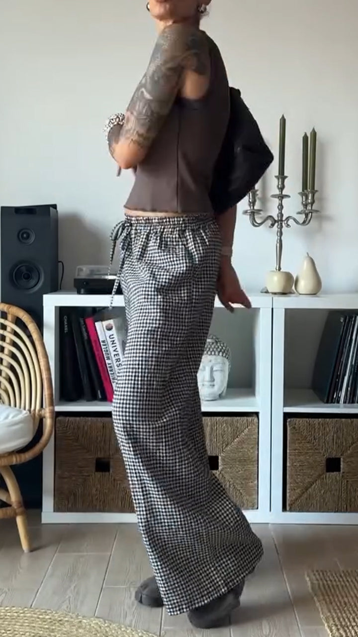 Ladies' Round Neck Vest+ Plaid Pants Casual Suit - MYSTERYBOXS