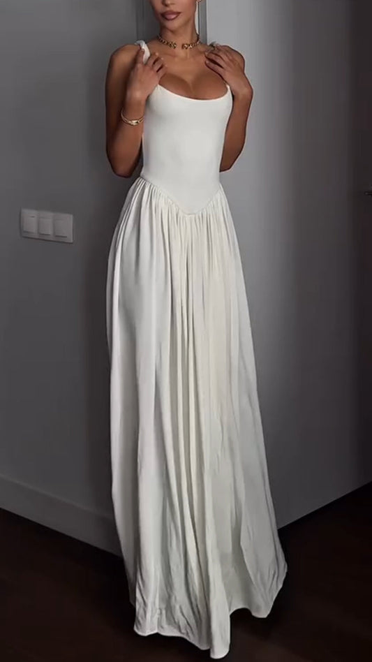 Ladies' Suspender Patchwork Solid Color Elegant Casual Dress - MYSTERYBOXS