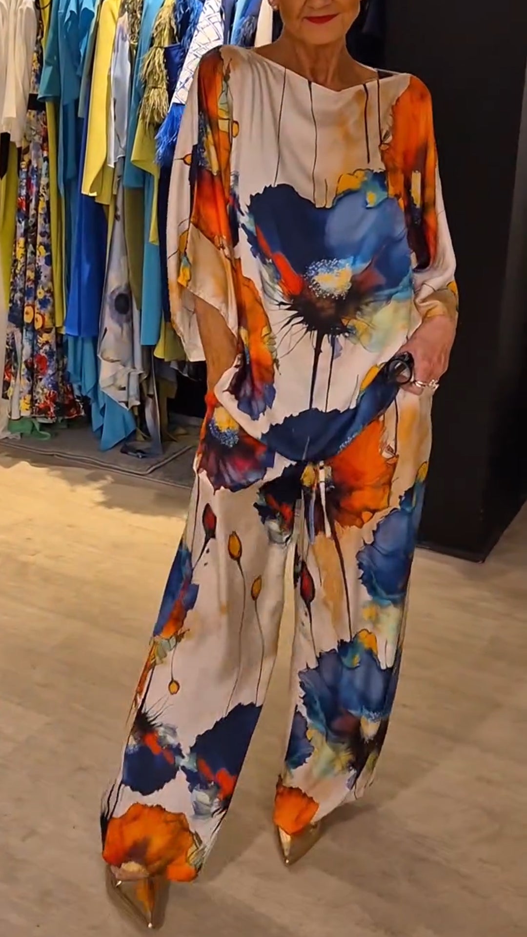 Ladies' Round Neck Printed Loose Casual Suit - MYSTERYBOXS