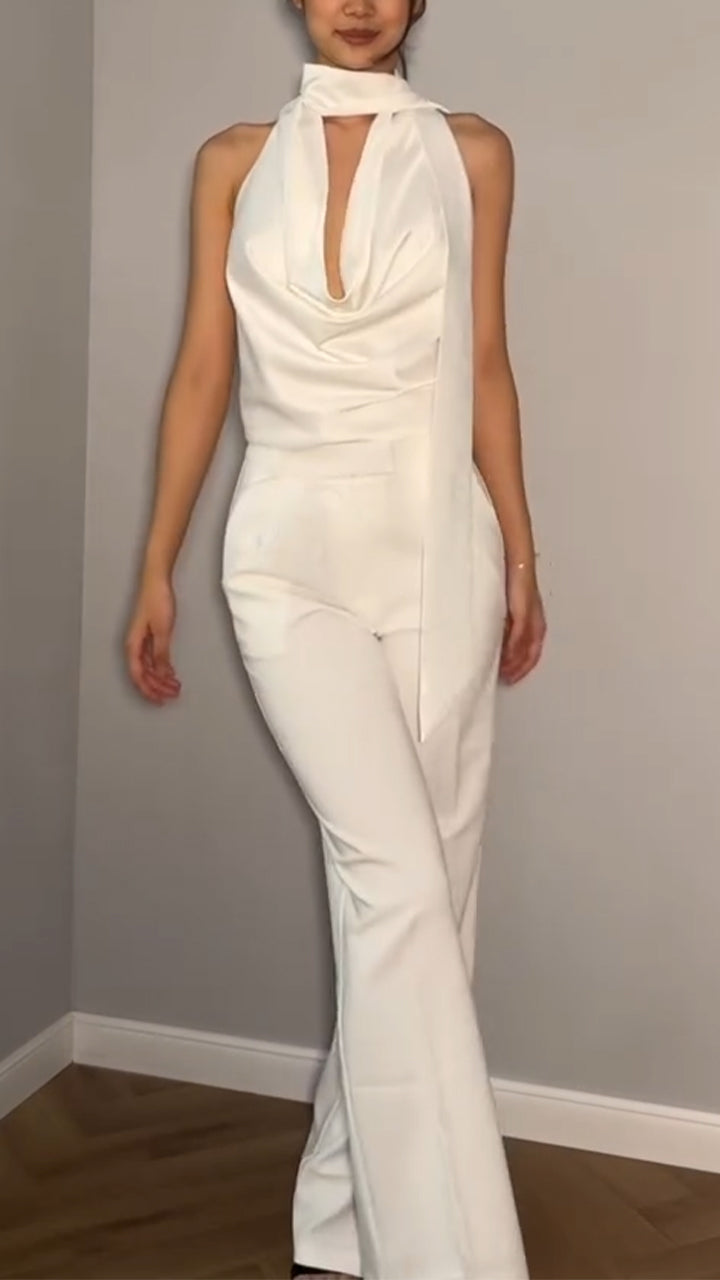 Ladies' Neck Hanging Hollow Top+ Pants with A Casual Temperament Suit - MYSTERYBOXS