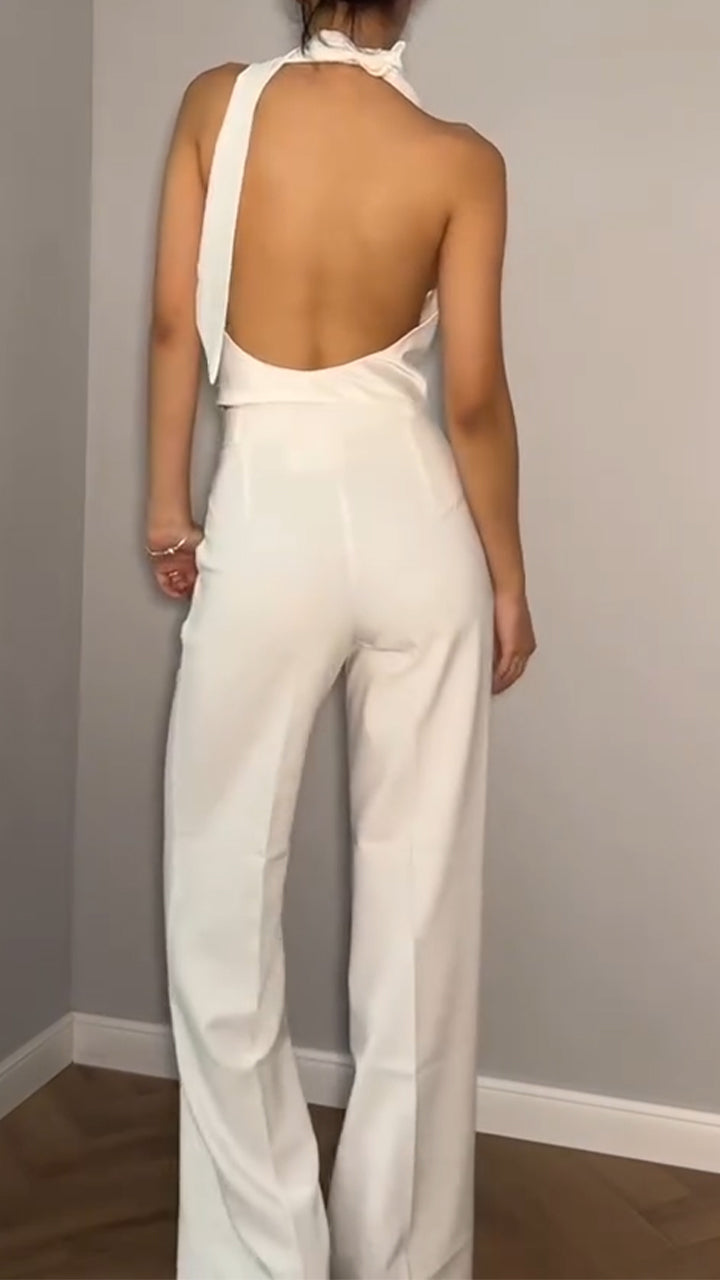 Ladies' Neck Hanging Hollow Top+ Pants with A Casual Temperament Suit - MYSTERYBOXS