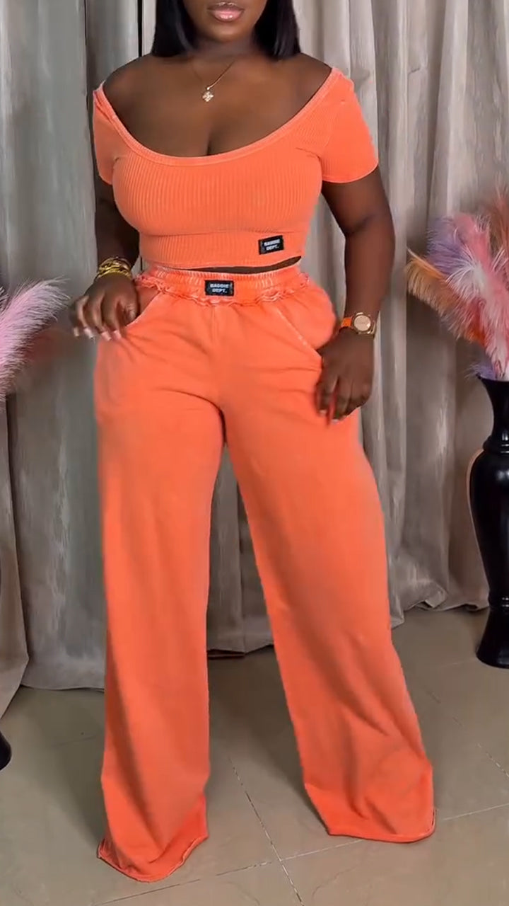 Ladies' Large U-neck Top + Pants Casual Suit - MYSTERYBOXS