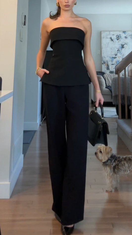 Women's autumn casual tube top suit trousers set - MYSTERYBOXS