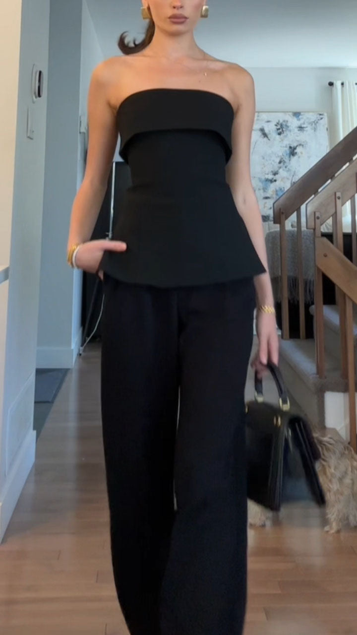 Women's autumn casual tube top suit trousers set - MYSTERYBOXS
