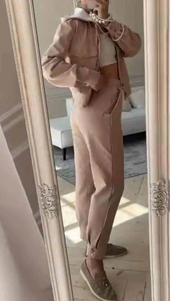 Ladies Lapel Breasted Jacket + Pants Casual Suit - MYSTERYBOXS