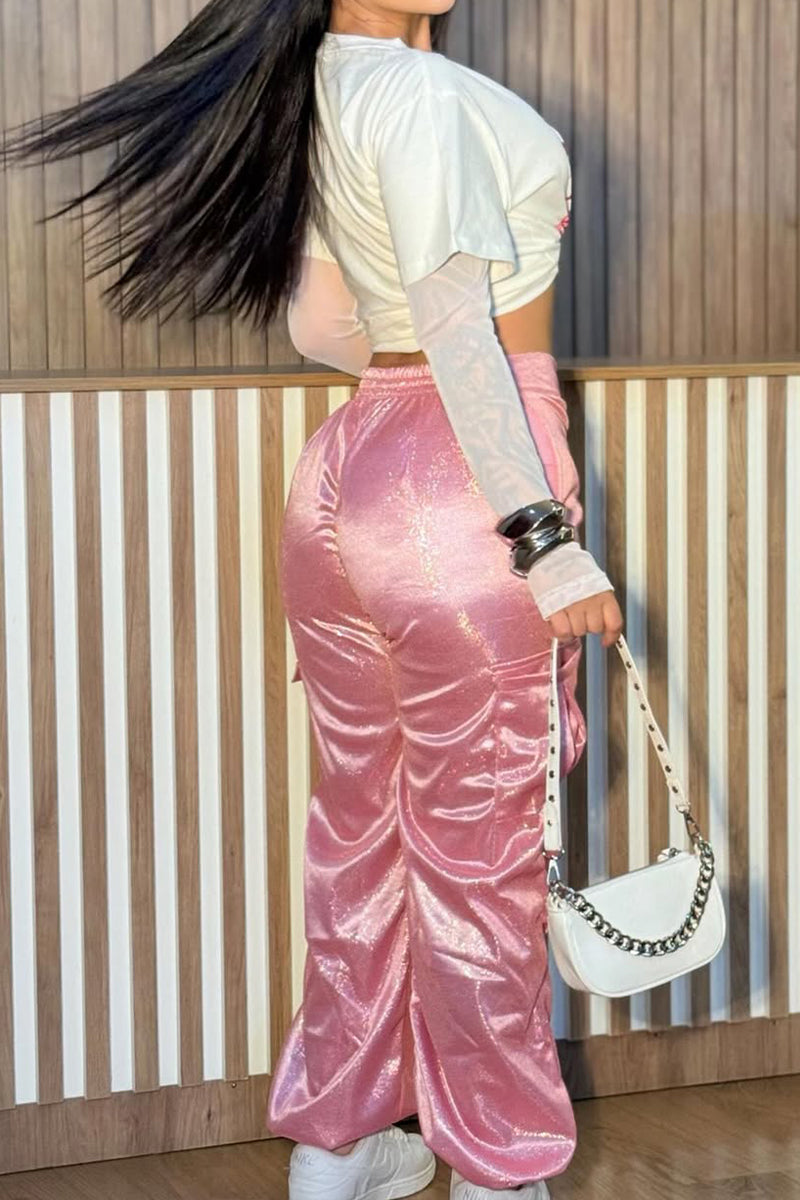 Ladies Round Neck Printed Top and Pants Casual Set - MYSTERYBOXS