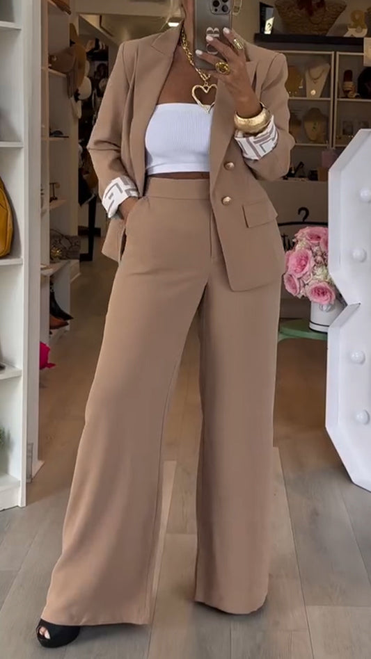 Ladies Collar Jacket+ Pants Style Commuting Suit - MYSTERYBOXS