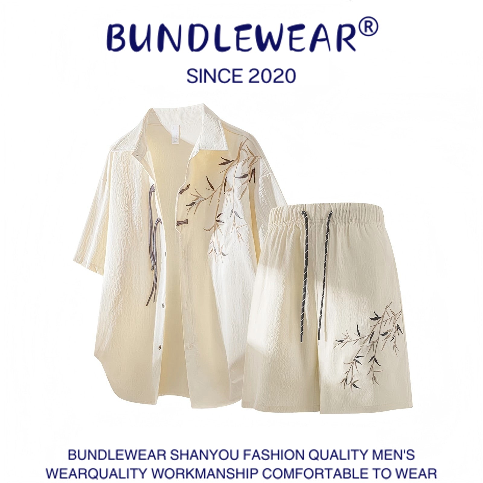 Bamboo embroidery men's loose suit - MYSTERYBOXS
