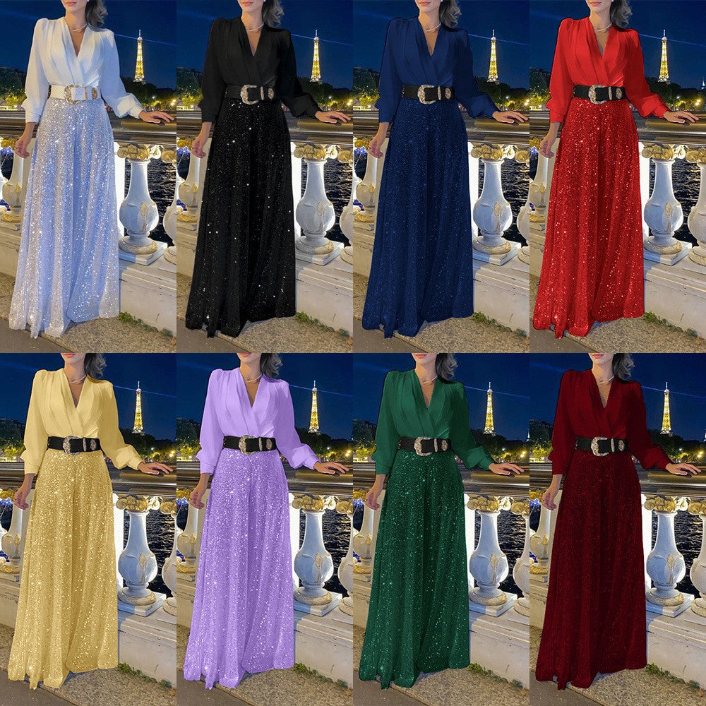 Sequined Long-Sleeve One-Piece trousers Set - MYSTERYBOXS