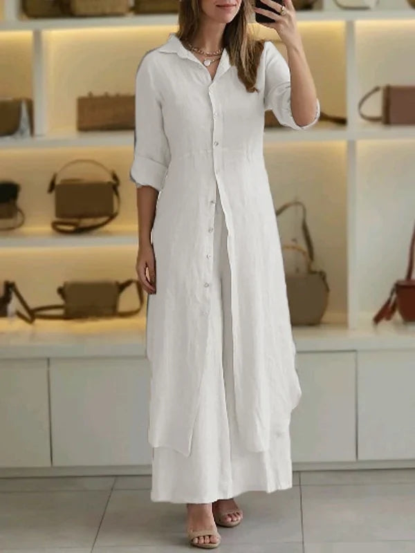 Women Casual Cotton and Linen Two-piece Set - MYSTERYBOXS