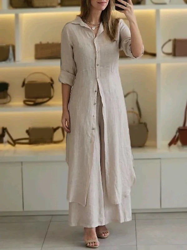 Women Casual Cotton and Linen Two-piece Set - MYSTERYBOXS