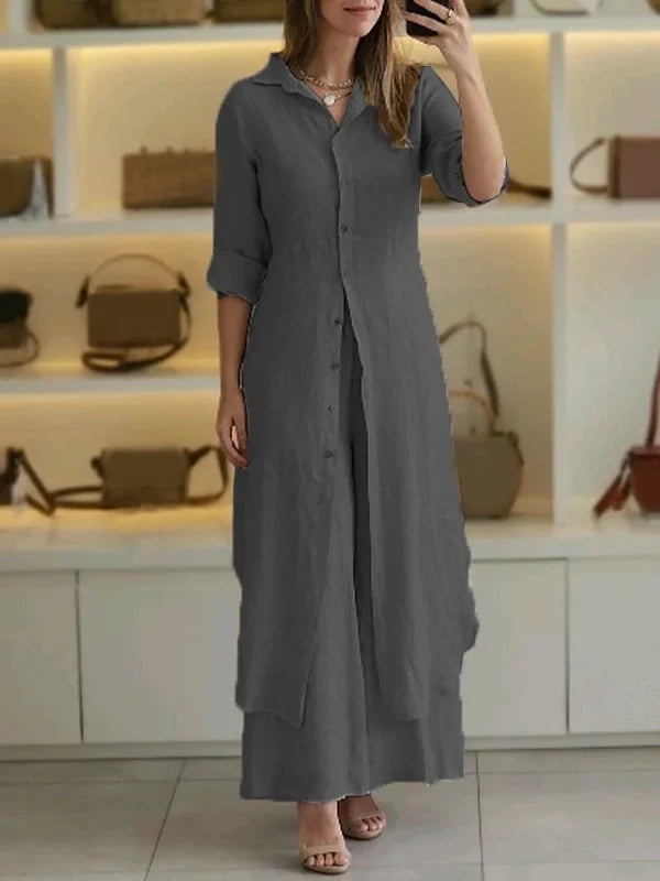 Women Casual Cotton and Linen Two-piece Set - MYSTERYBOXS