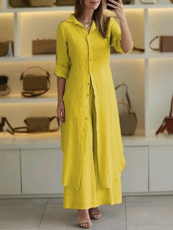 Women Casual Cotton and Linen Two-piece Set - MYSTERYBOXS