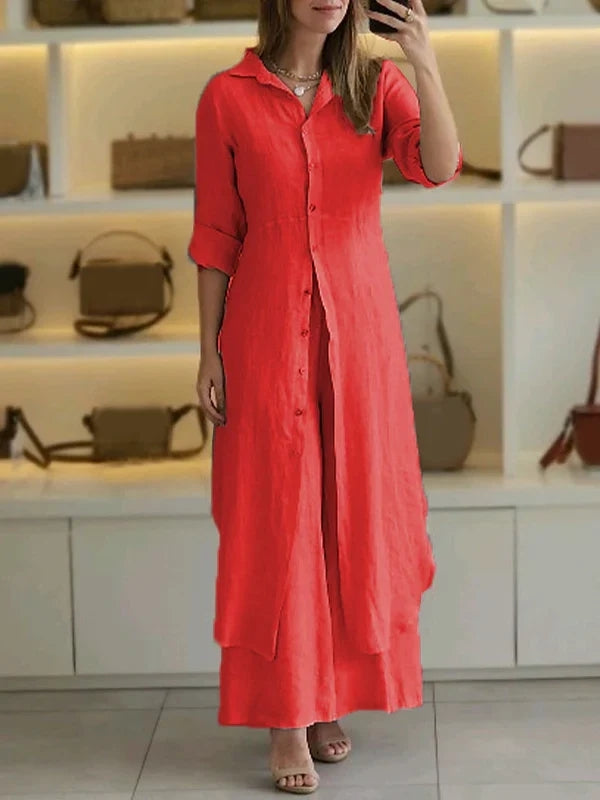 Women Casual Cotton and Linen Two-piece Set - MYSTERYBOXS