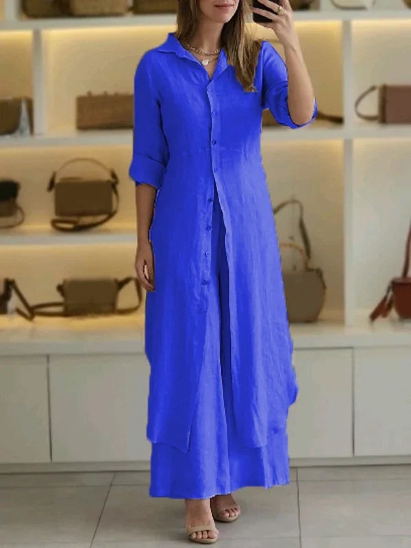 Women Casual Cotton and Linen Two-piece Set - MYSTERYBOXS