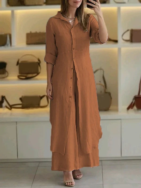Women Casual Cotton and Linen Two-piece Set - MYSTERYBOXS