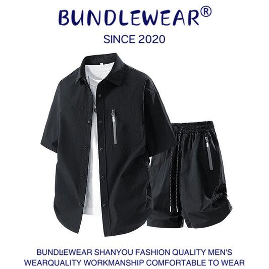 Men's summer ice silk suit - MYSTERYBOXS