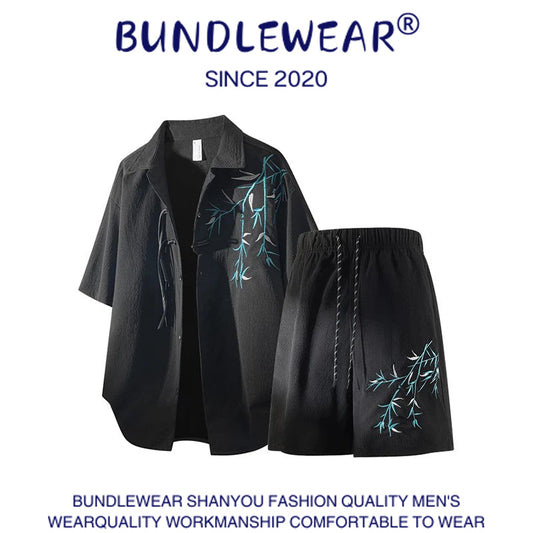 Bamboo embroidery men's loose suit - MYSTERYBOXS