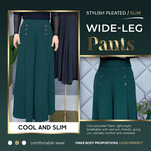 Slim fashion pleated wide leg pants - MYSTERYBOXS