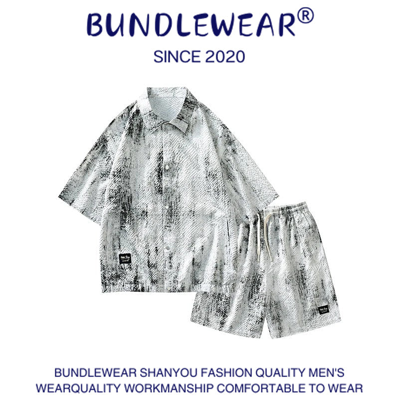 Men's summer tie-dye suit