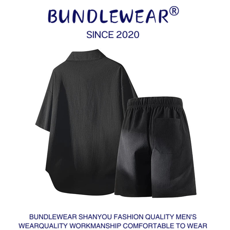 Bamboo embroidery men's loose suit