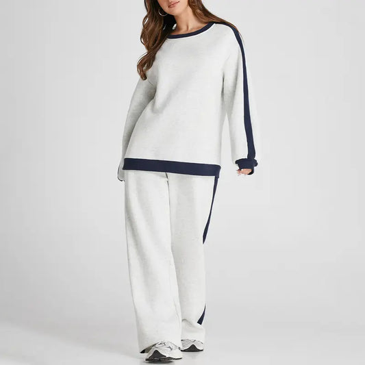 Structured Drop-Shoulder Color-Block Fleece Set