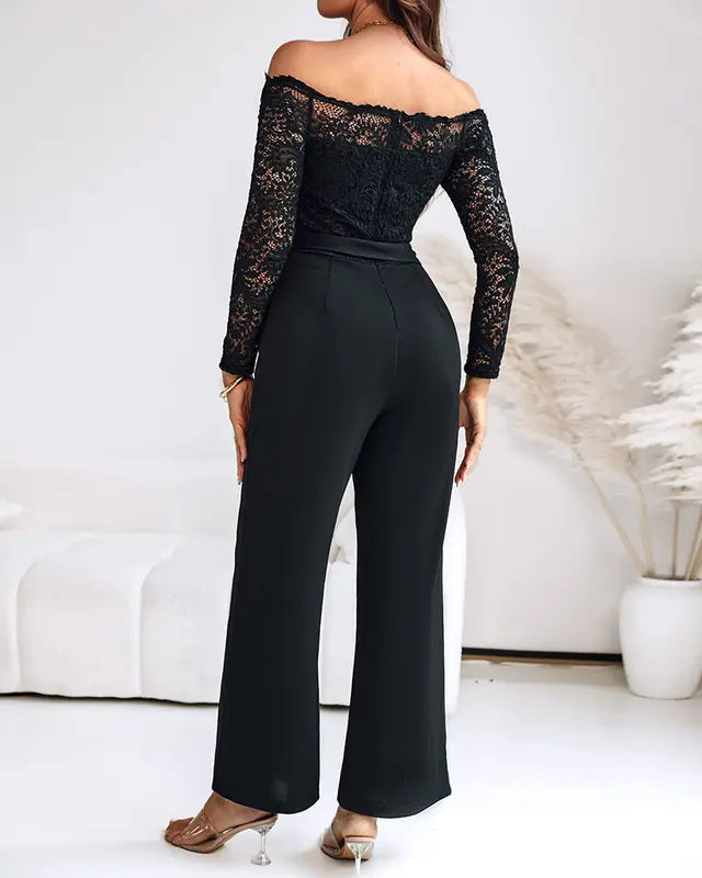 Elegant Off-Shoulder Lace Tied Jumpsuit