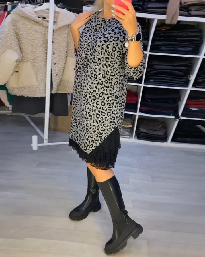 Slimming leopard print dress - MYSTERYBOXS