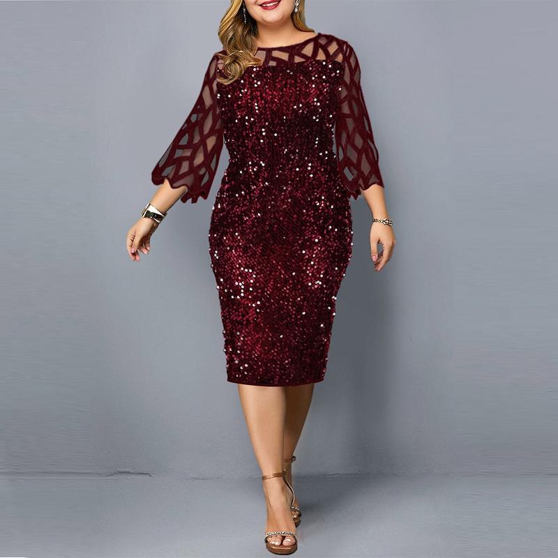 Plus Size Pang-party Dress - MYSTERYBOXS