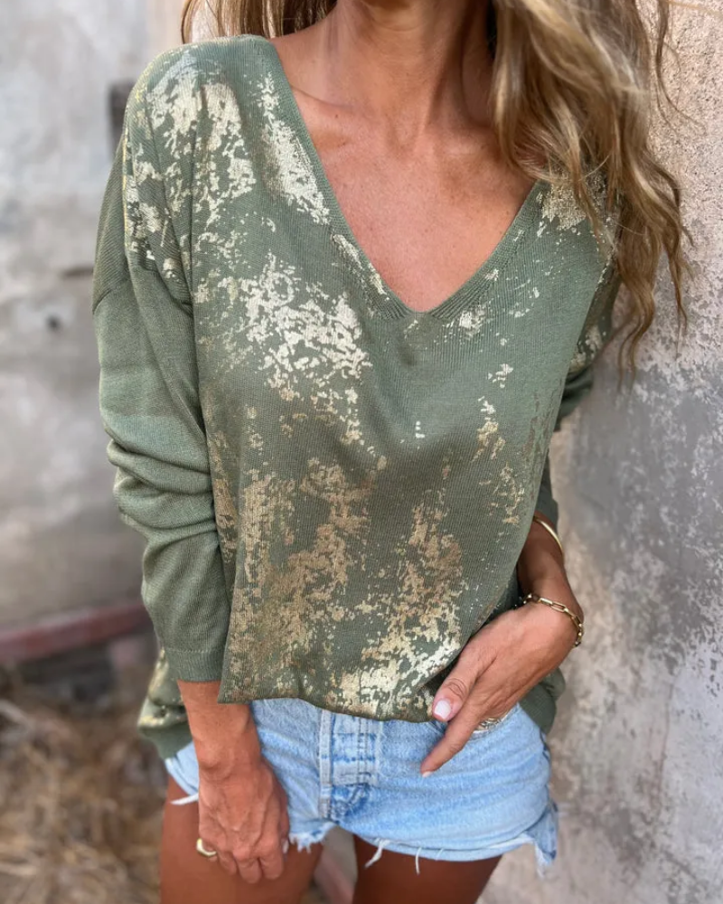 BANGLI - Casual Washed-Pattern Knit Top