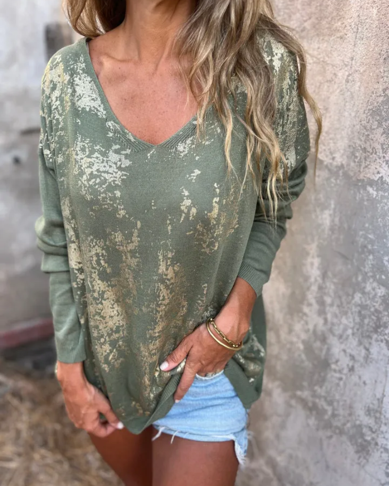 BANGLI - Casual Washed-Pattern Knit Top