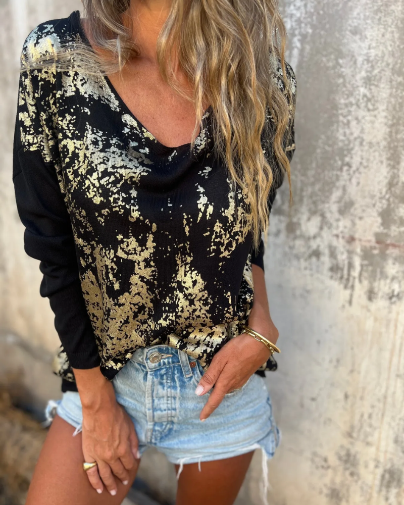BANGLI - Casual Washed-Pattern Knit Top