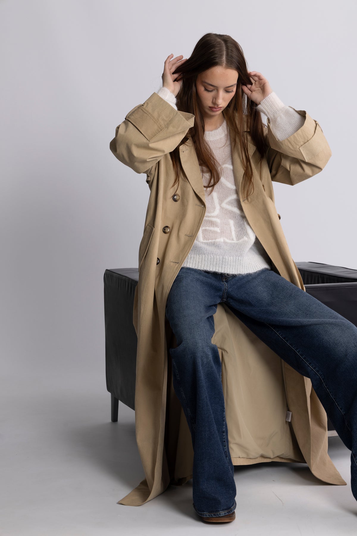 Versatile item: Women's button-down trench coat