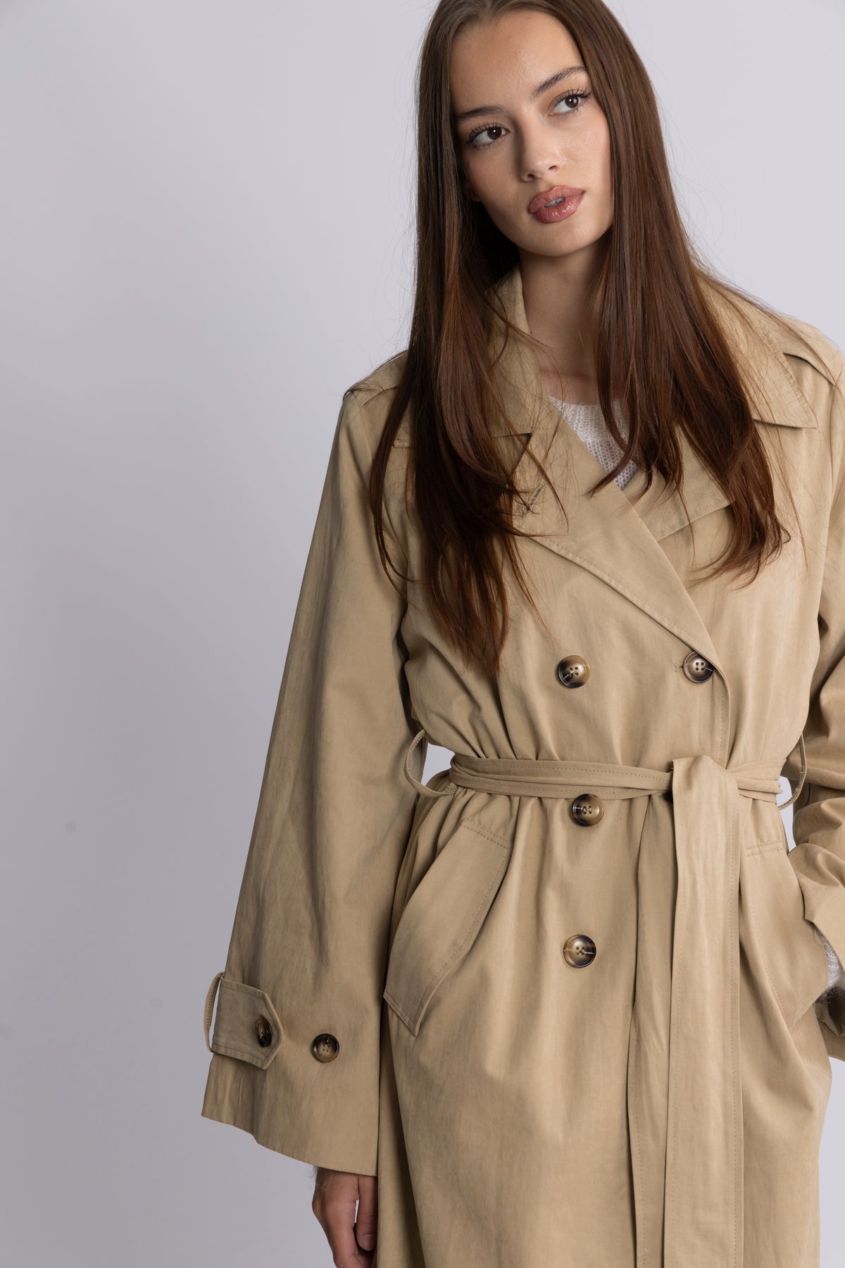 Versatile item: Women's button-down trench coat