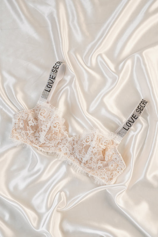 White Love Secret Lace-lined Bra Lingerie - MYSTERYBOXS