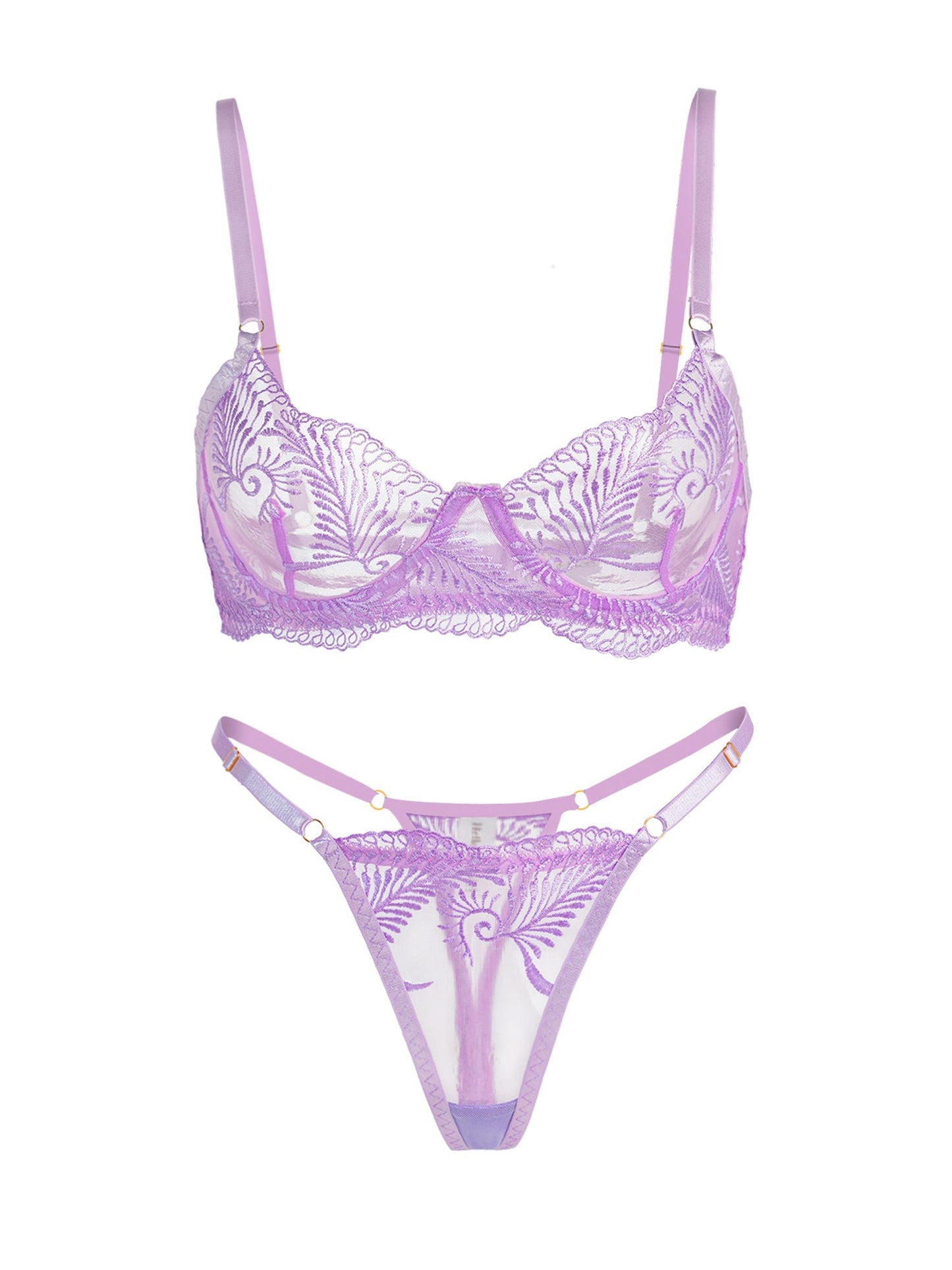 Completo intimo elegante con ricamo Essence viola