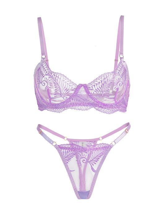 Puple Elegant Essence Embroidery Lingerie Set - MYSTERYBOXS