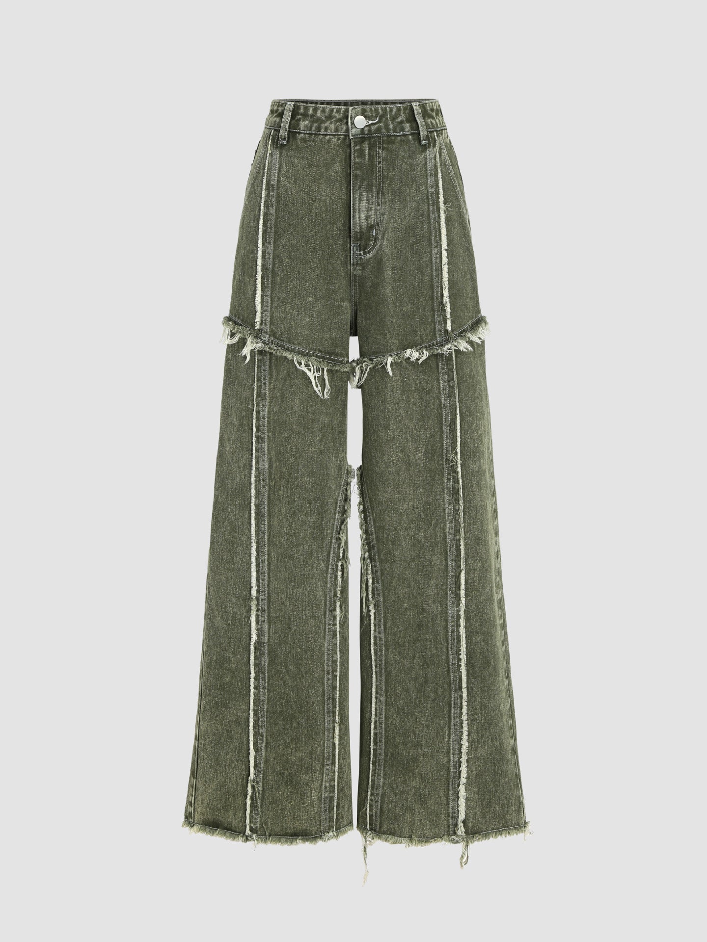 Jeans con pannelli a bordo grezzo