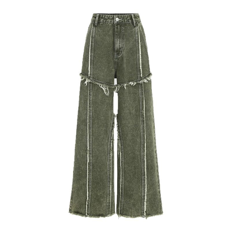 Jeans con pannelli a bordo grezzo