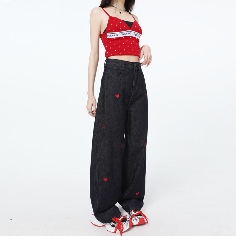 Jeans ricamati a cuore