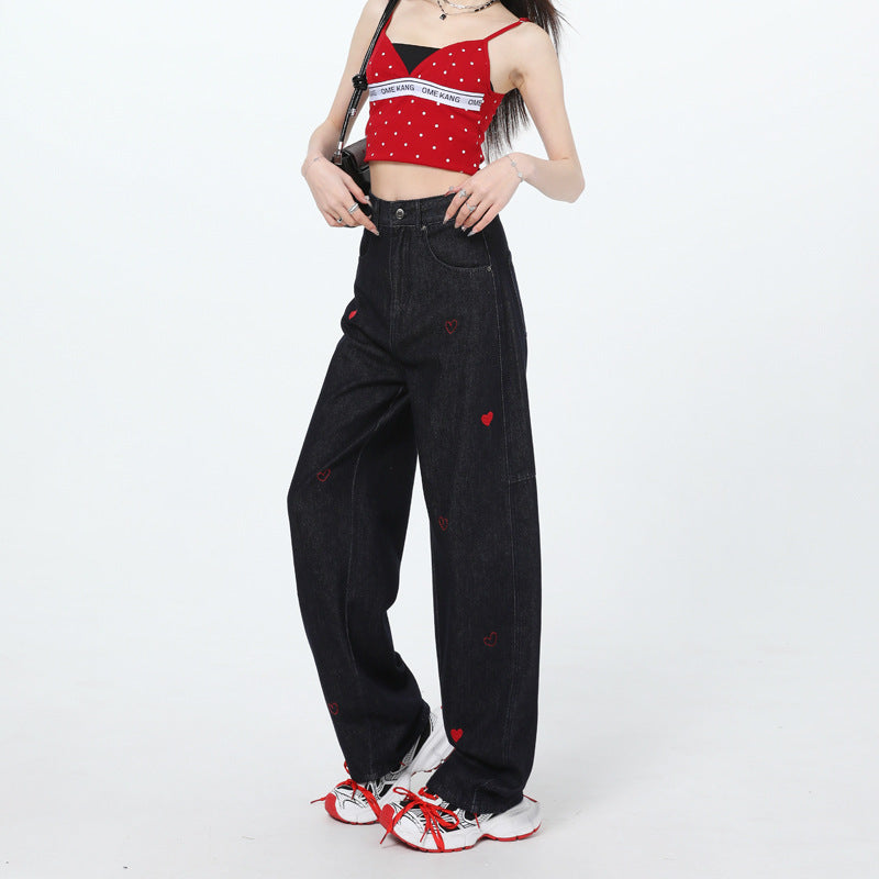 Jeans ricamati a cuore