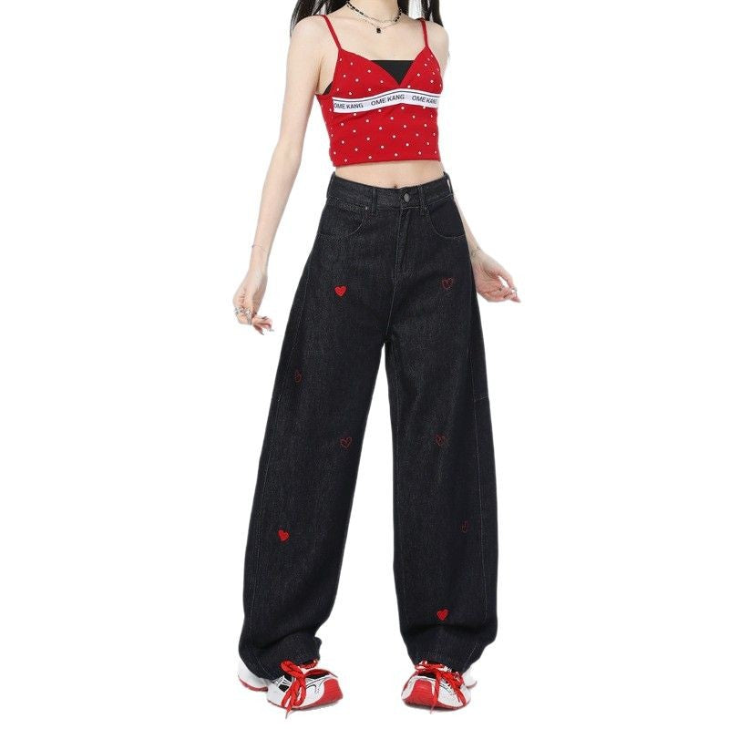 Jeans ricamati a cuore