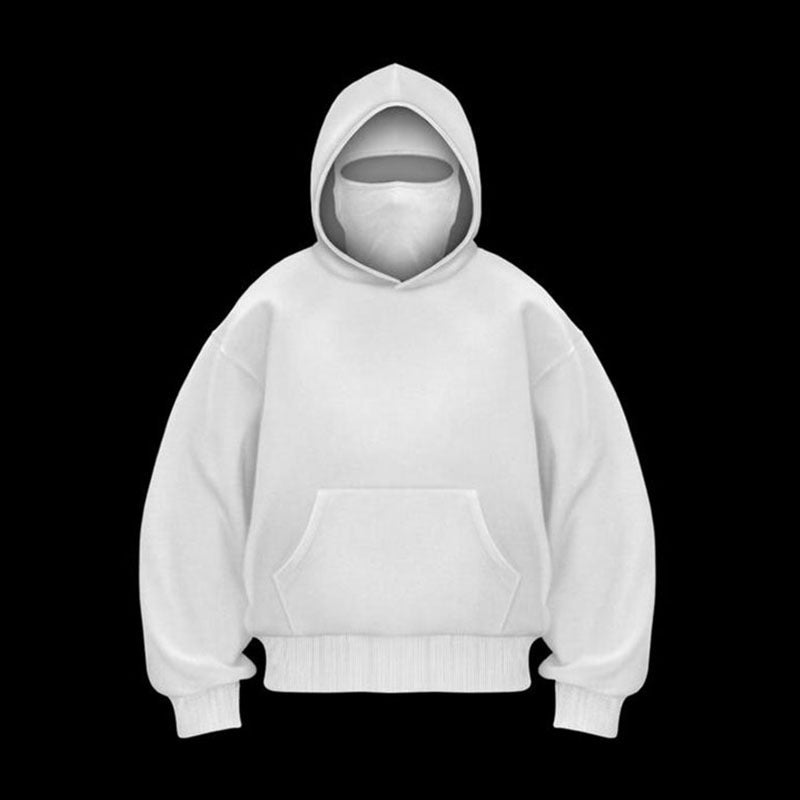 Felpa con cappuccio dal design unico con maschera ninja e doppio cappuccio