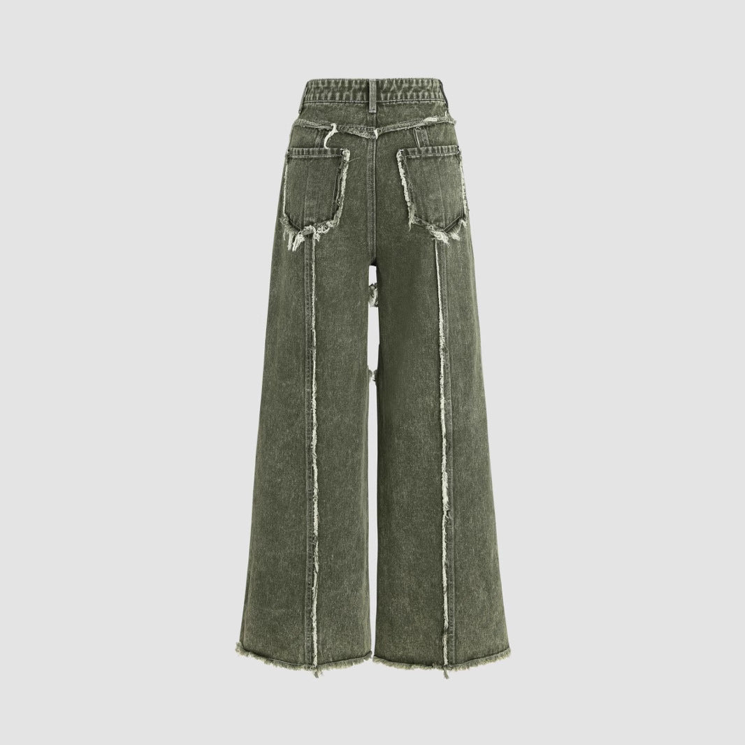 Jeans con pannelli a bordo grezzo