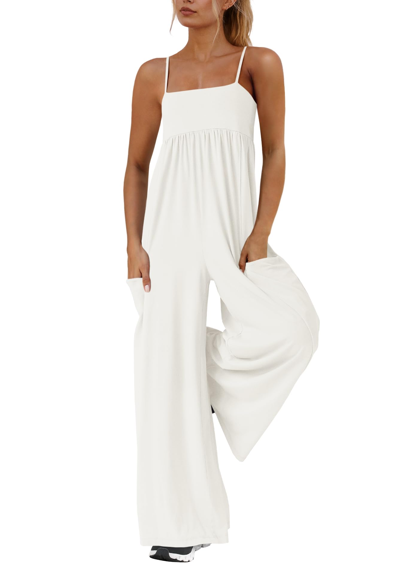 2025 New Women's Loose Fit Spaghetti Strap Wide Leg Jumpsuit with Pockets(buy 2 free shipping)