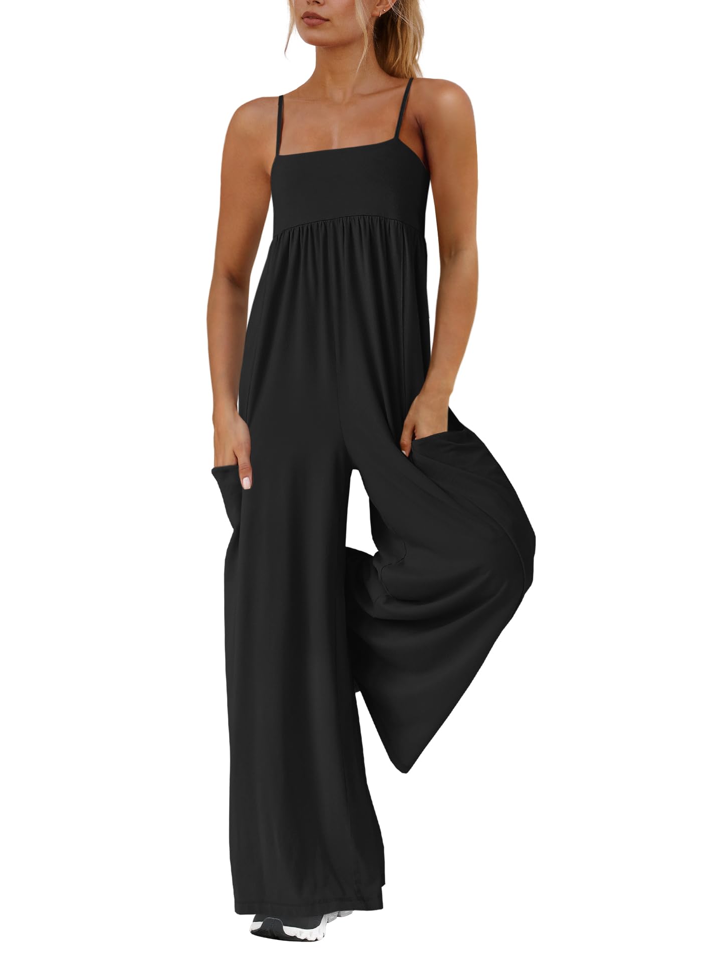 2025 New Women's Loose Fit Spaghetti Strap Wide Leg Jumpsuit with Pockets(buy 2 free shipping)