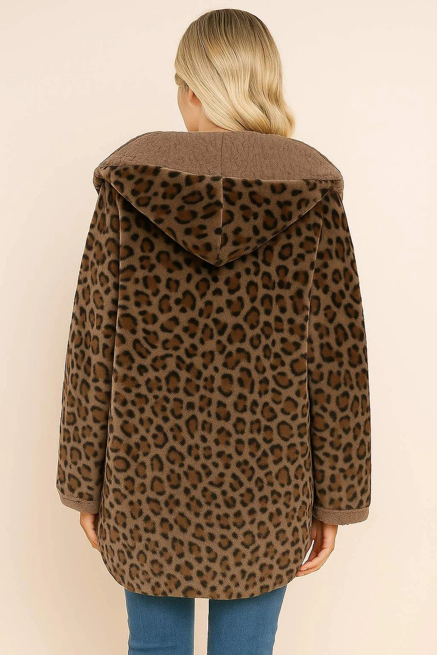 Leopard print hooded jacket